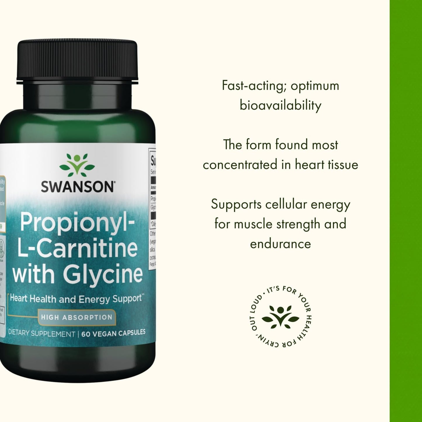 Swanson Propionyl L-Carnitine with Glycine 60 Veggie Capsules