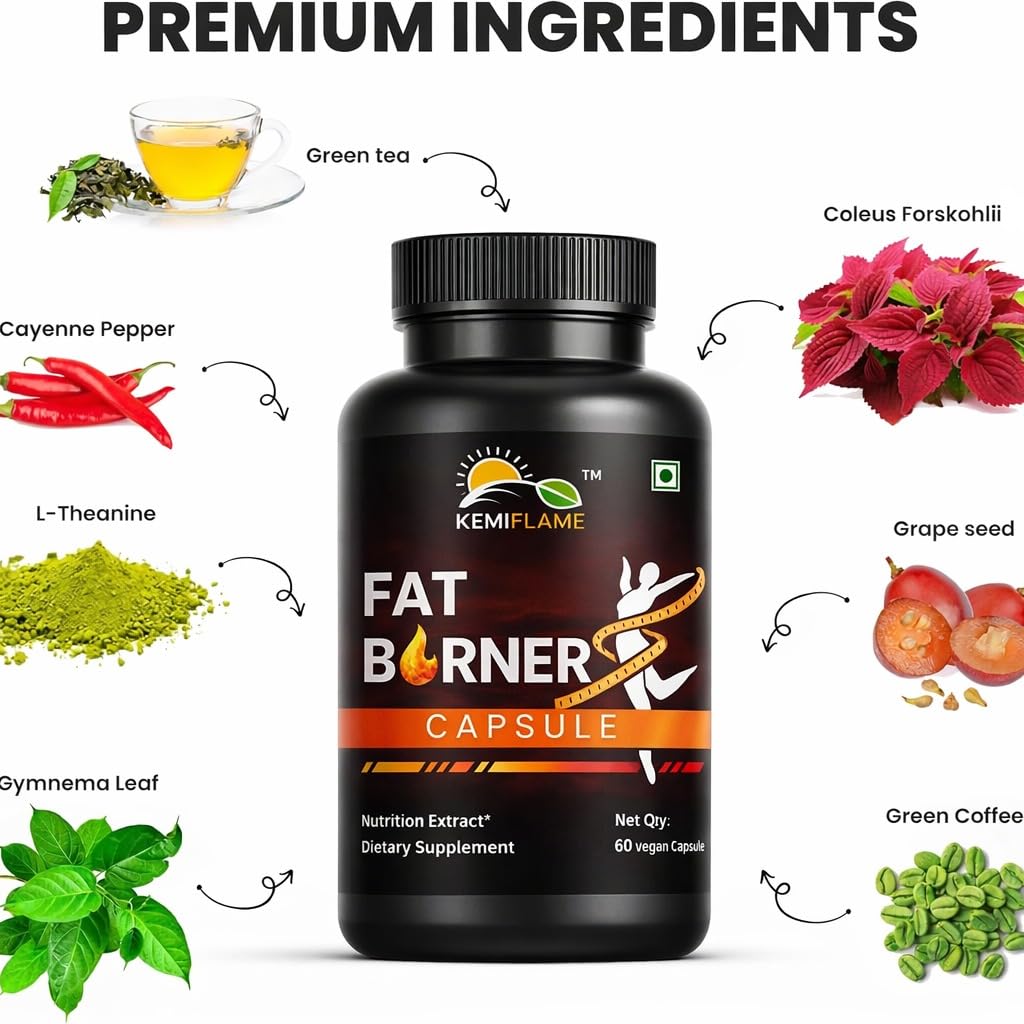 KEMIFLAME Fat Burner & Energy 60 Capsules Pack of 2