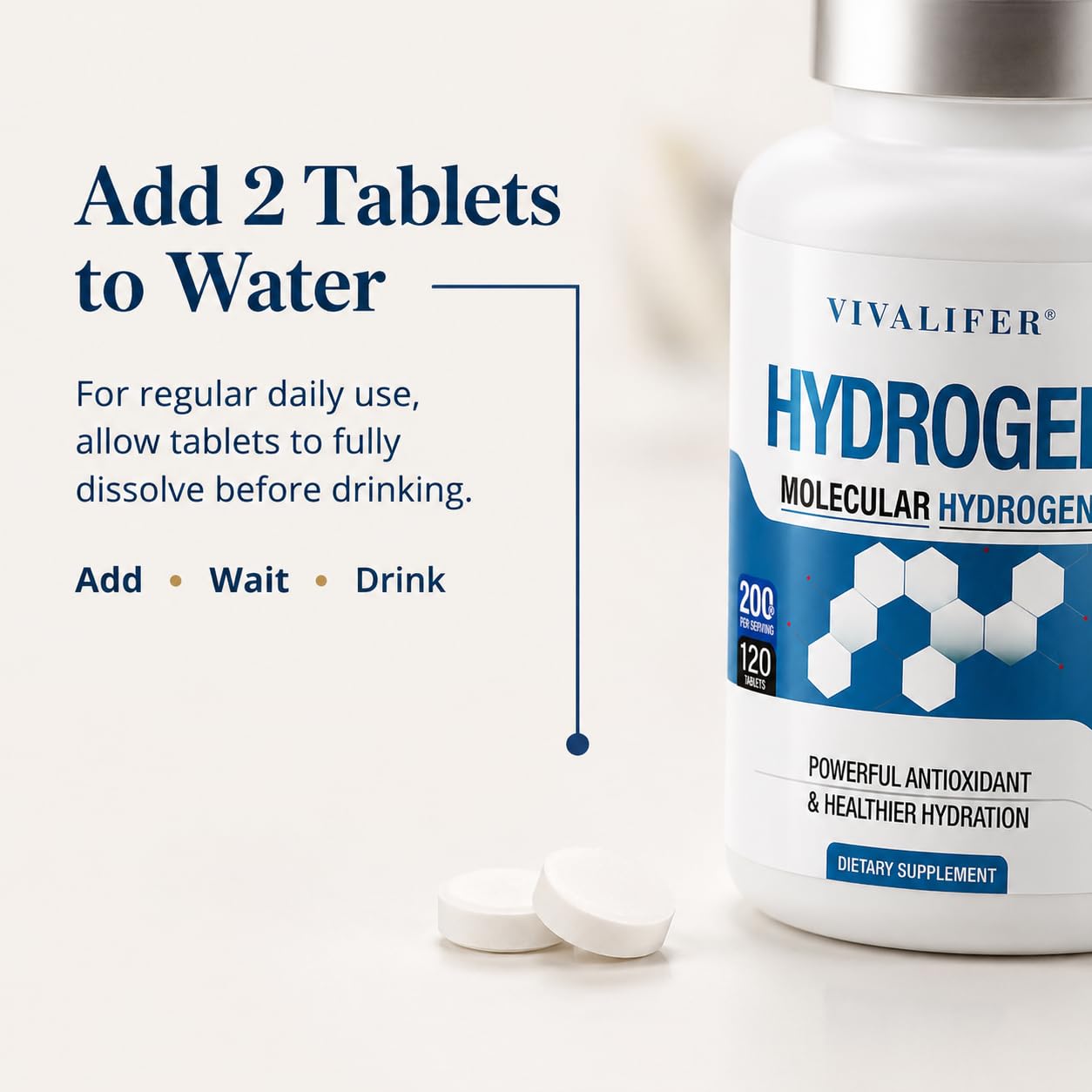 FLUUX H2 Molecular Hydrogen Tablets, 120 Count