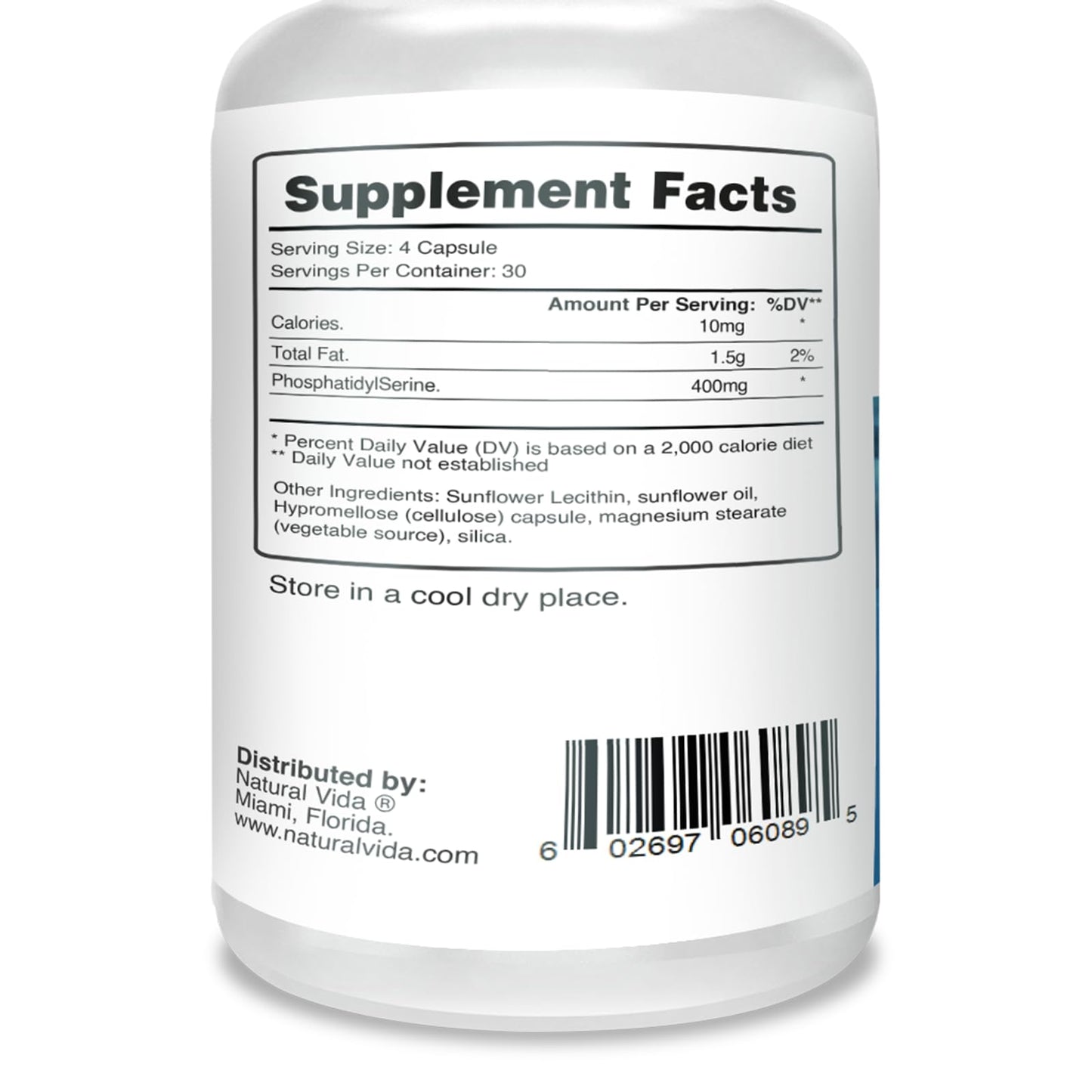 Natural Vida Phosphatidylserine 400mg Capsules, 120 Count