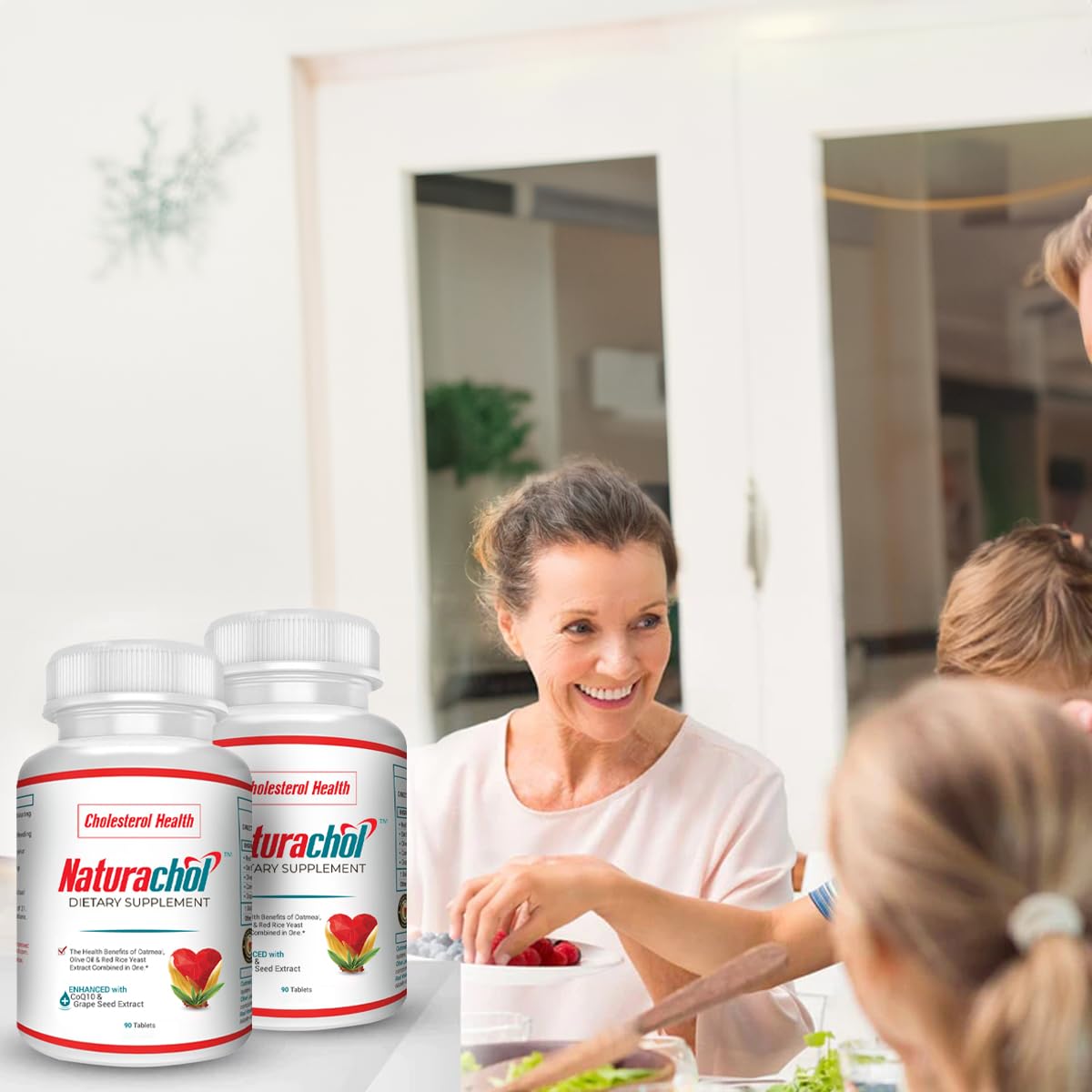 Naturachol Cholesterol Support Formula – Red Yeast Rice & CoQ10 with Olive Leaf, Oat Beta Glucan & Grape Seed – 90 Tablets