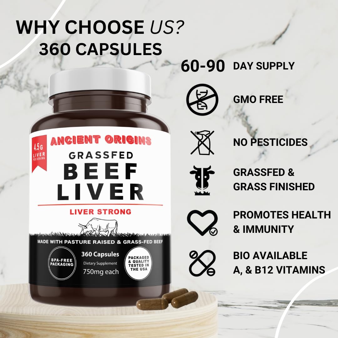 Ancient Origins Grass Fed Beef Liver 360 Capsules