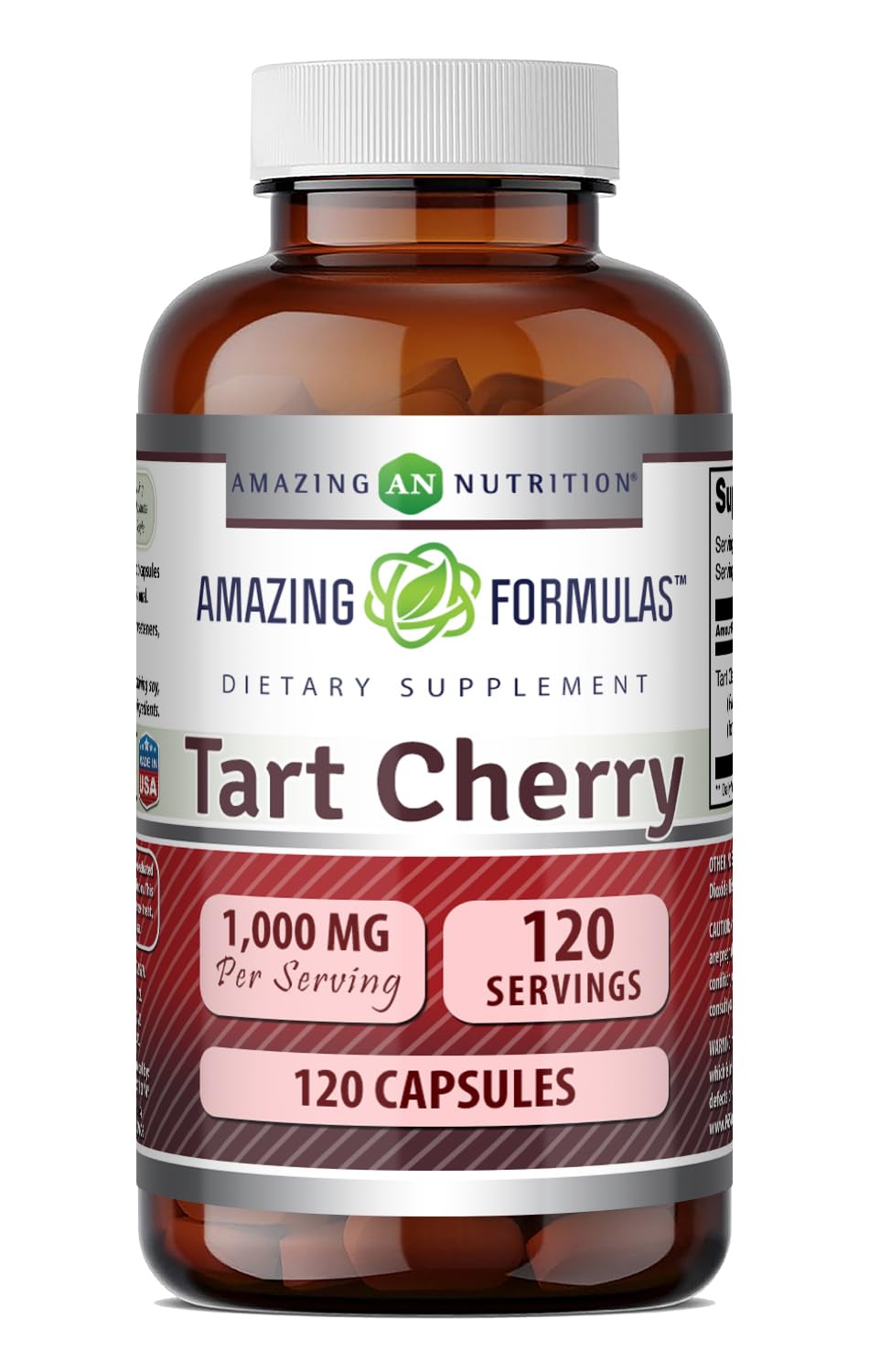 Amazing Nutrition Tart Cherry Extract Supplement Capsules 120 Count