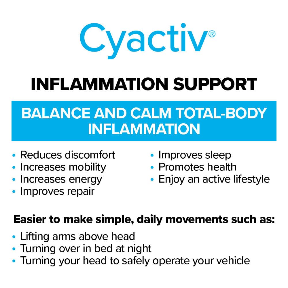 Cerule Cyactiv Natural Inflammation Supplement – Whole Body Balance and Cellular Protection Formula – Supports Stem Cell Health, Immune Function, Joint Comfort, Mobility, and Recovery, 60 Capsules