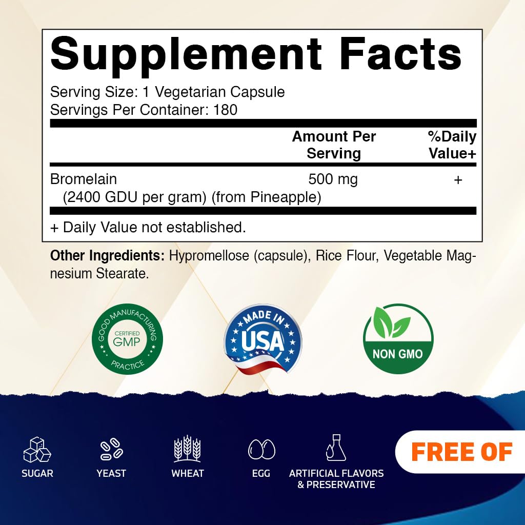 Vitamatic Bromelain Supplement 180 Capsules