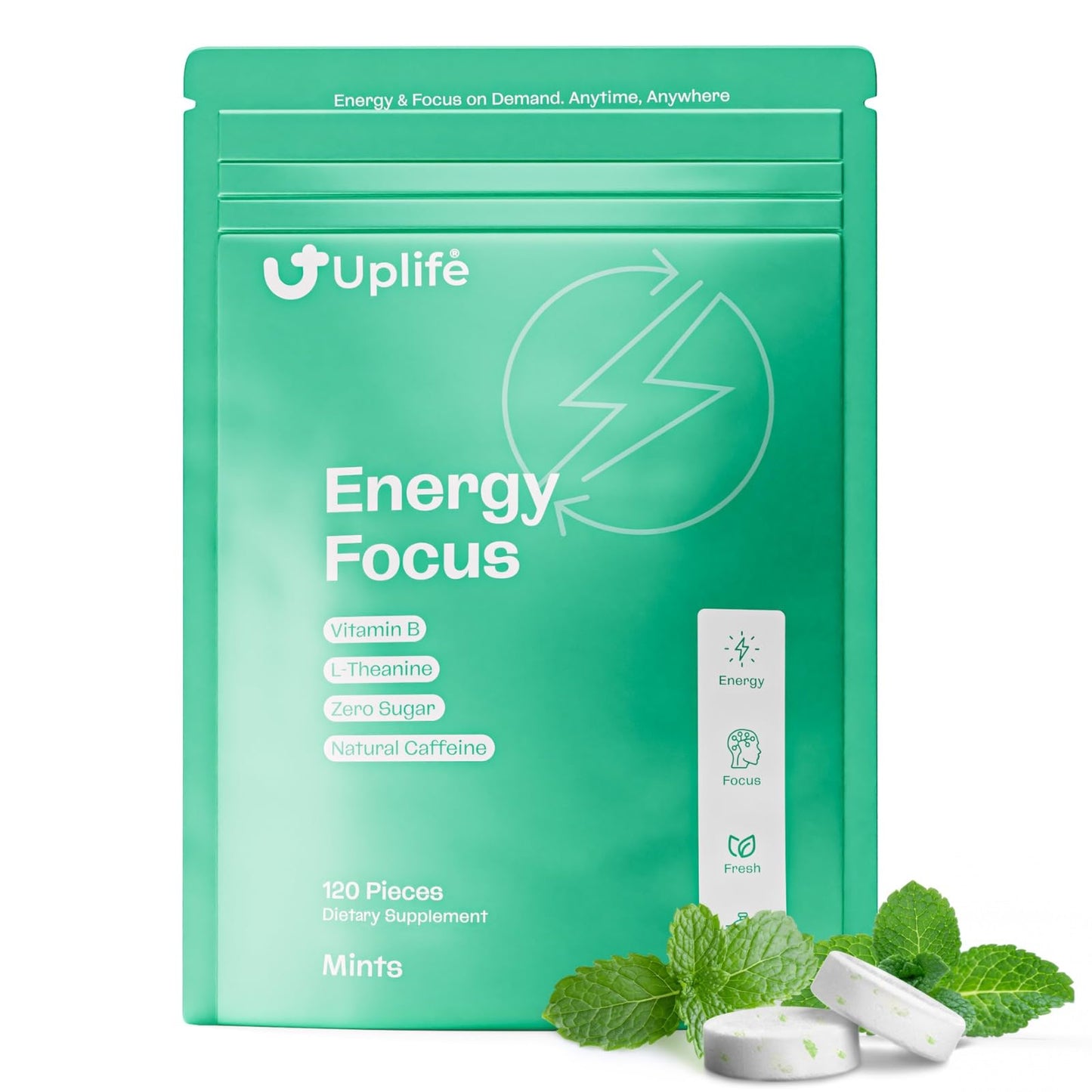 UPLIFE Focus and Energy Mints Chewable 120 Count