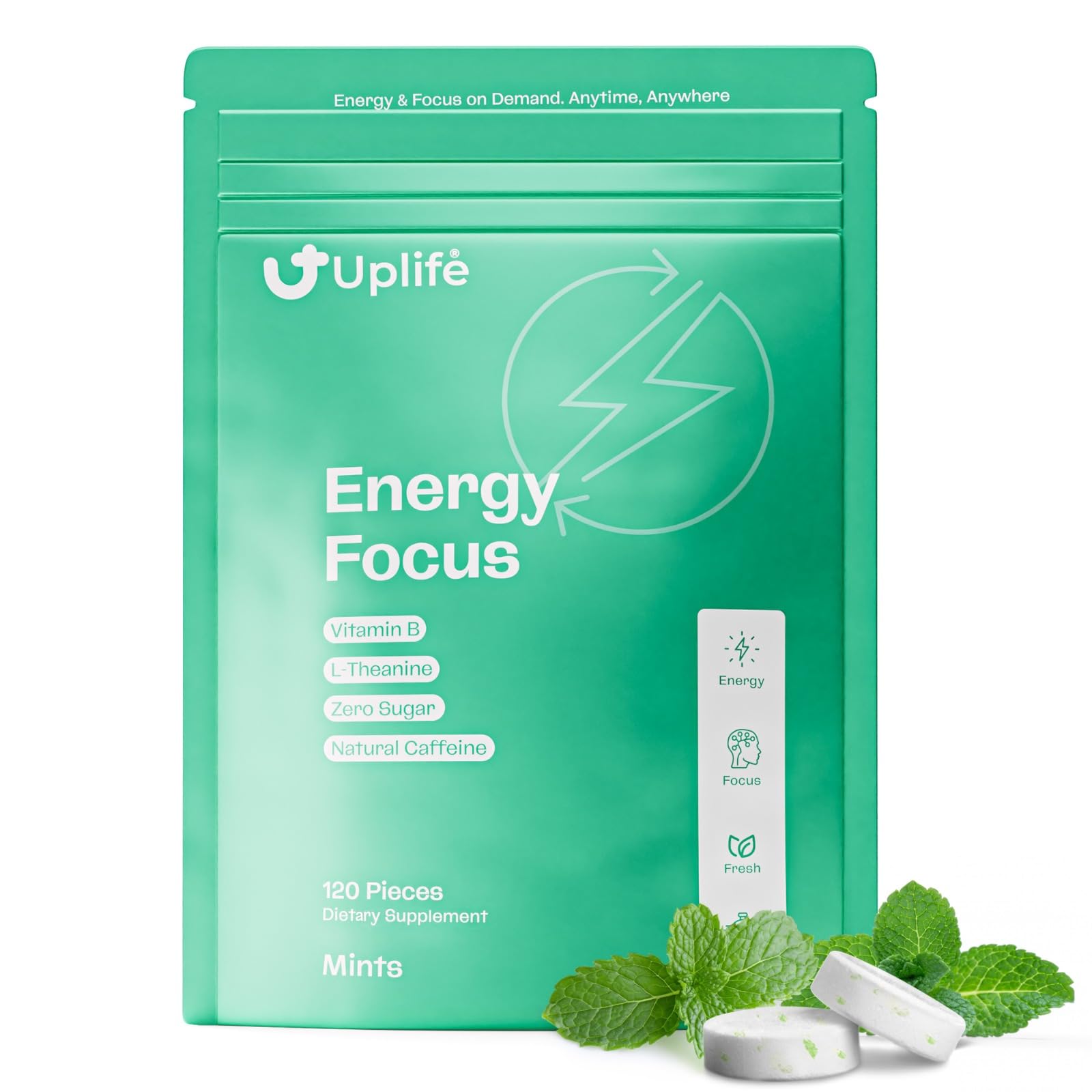 UPLIFE Focus and Energy Mints Chewable 120 Count