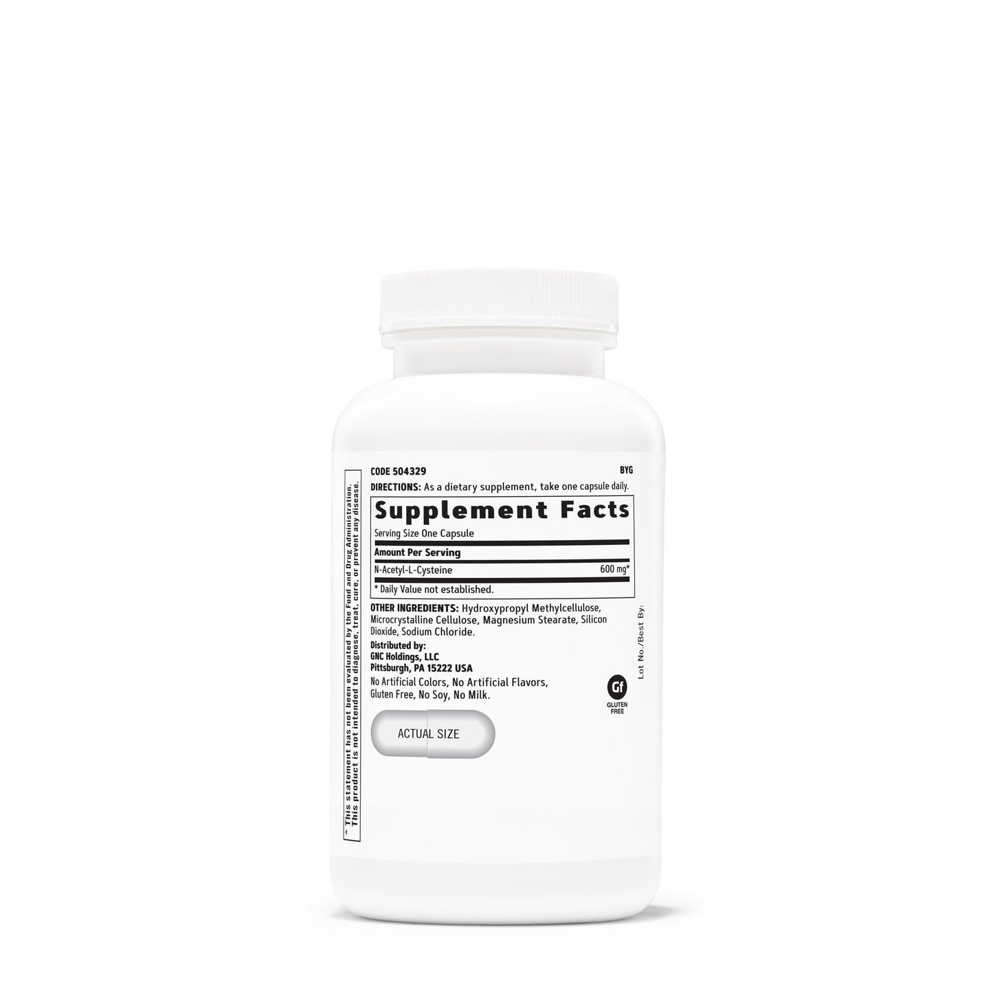 GNC N-Acetyl-L-Cysteine NAC 600mg Capsules, 120 Count