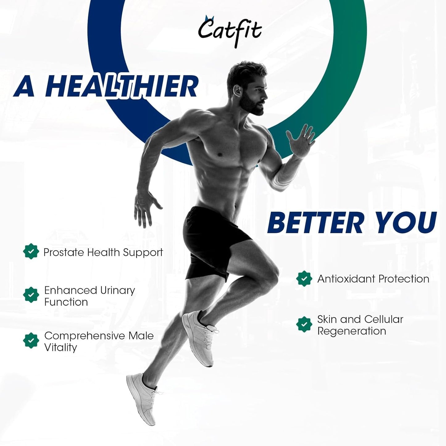 Catfit Saw Palmetto for Men Prostate Health DHT Blocker with Pumpkin Seed Oil, Pygeum Urinary Health and Hair Support Capsule 60 Count