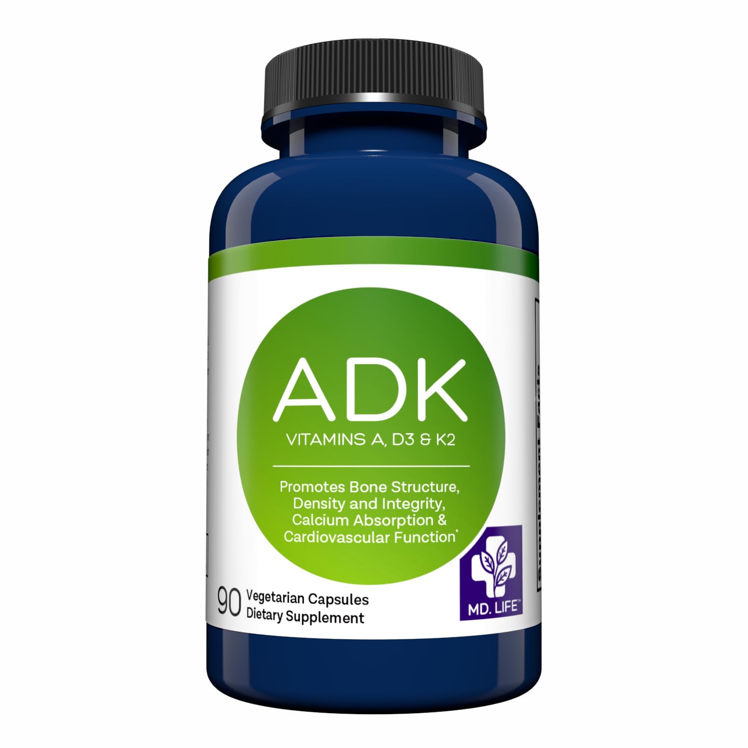 MD.LIFE ADK Vitamin Supplement – Vitamin D3 K2 and A Complex – Capsules, 90 Count