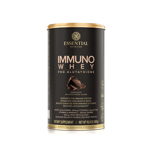 Essential Nutrition Immuno Whey Isolate & Hydrolyzed Whey Protein Powder with Added Amino Acids to Support Glutathione Production, Beta Glucan, Chocolate, 16.4 oz
