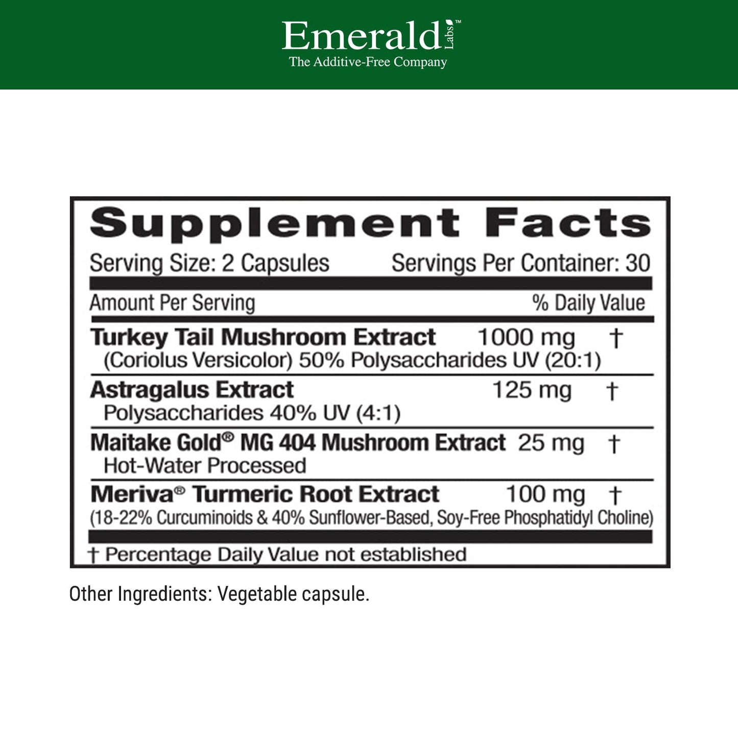 Emerald Labs Deep Immune Health Immune Support with Maitake Gold Mushrooms, Meriva Turmeric & Astragalus Extract Capsules, 60 Count
