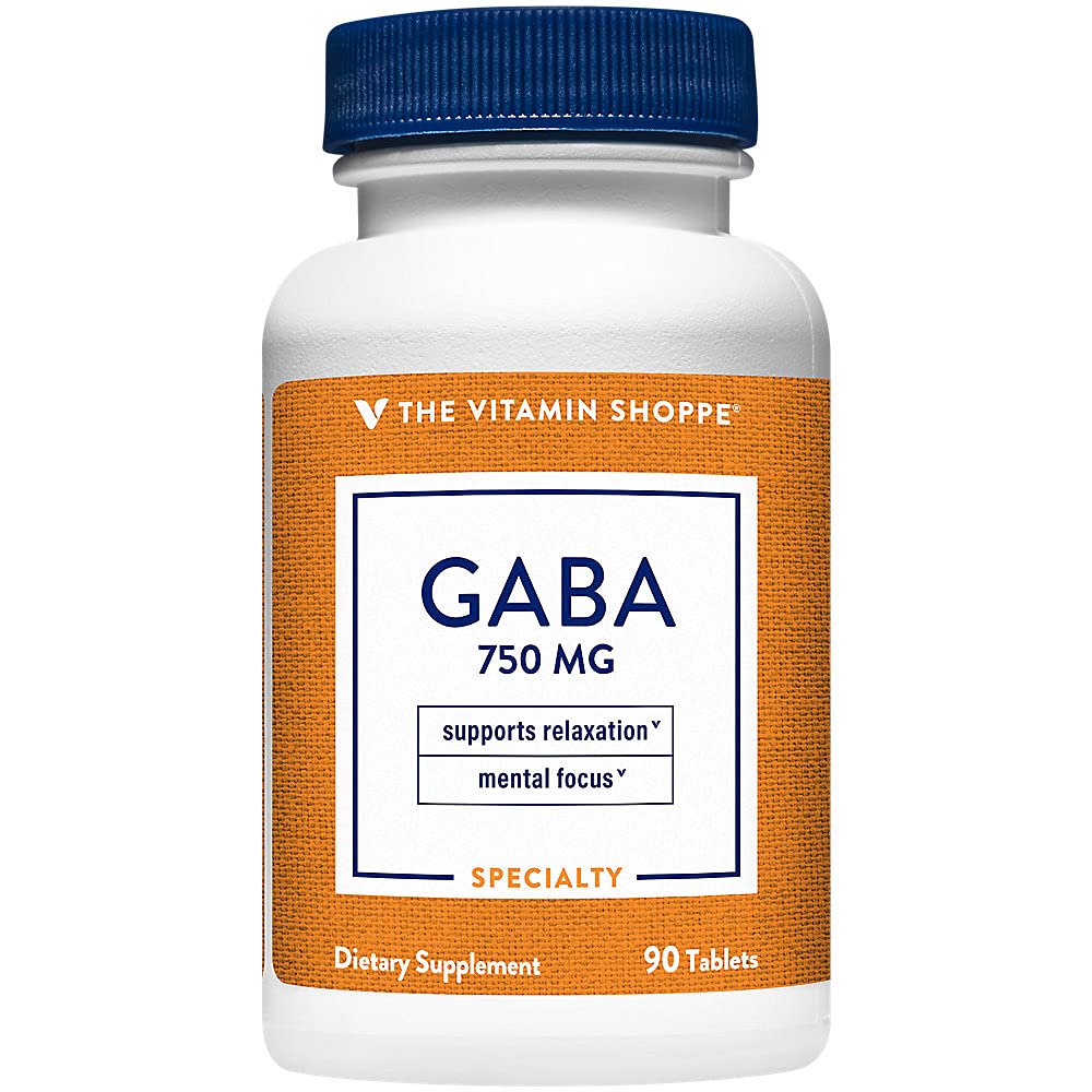 The Vitamin Shoppe GABA 750MG (Gamma-Aminobutyric Acid) Tablet, 90 Tablets