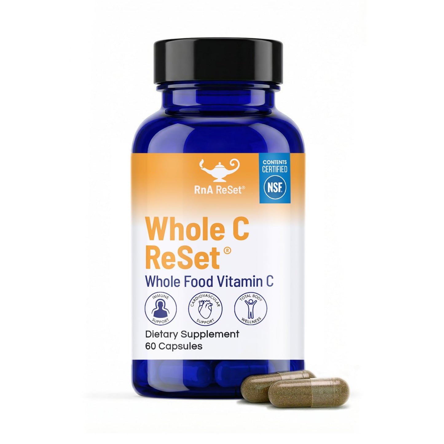 RnA ReSet Whole C Reset Vita-C Fruit Blend with Bioflavonoids & Polyphenols Organic Vitamin C Complex Immune Support Capsules, 60 Count