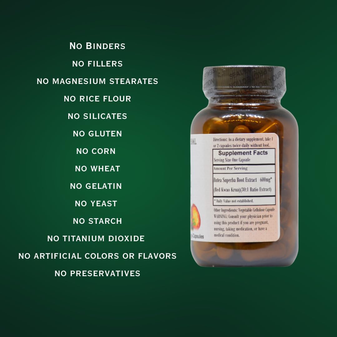 Barlowe's Herbal Elixirs Butea Superba Extract 30:1 600mg Capsule, 60 Capsules