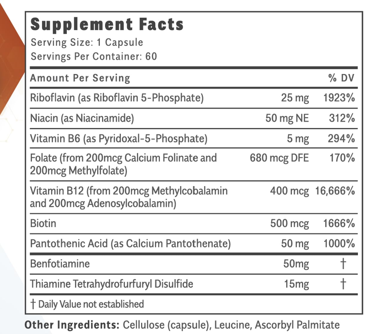 Objective Nutrients Thiactive B Complex, 60 Capsules