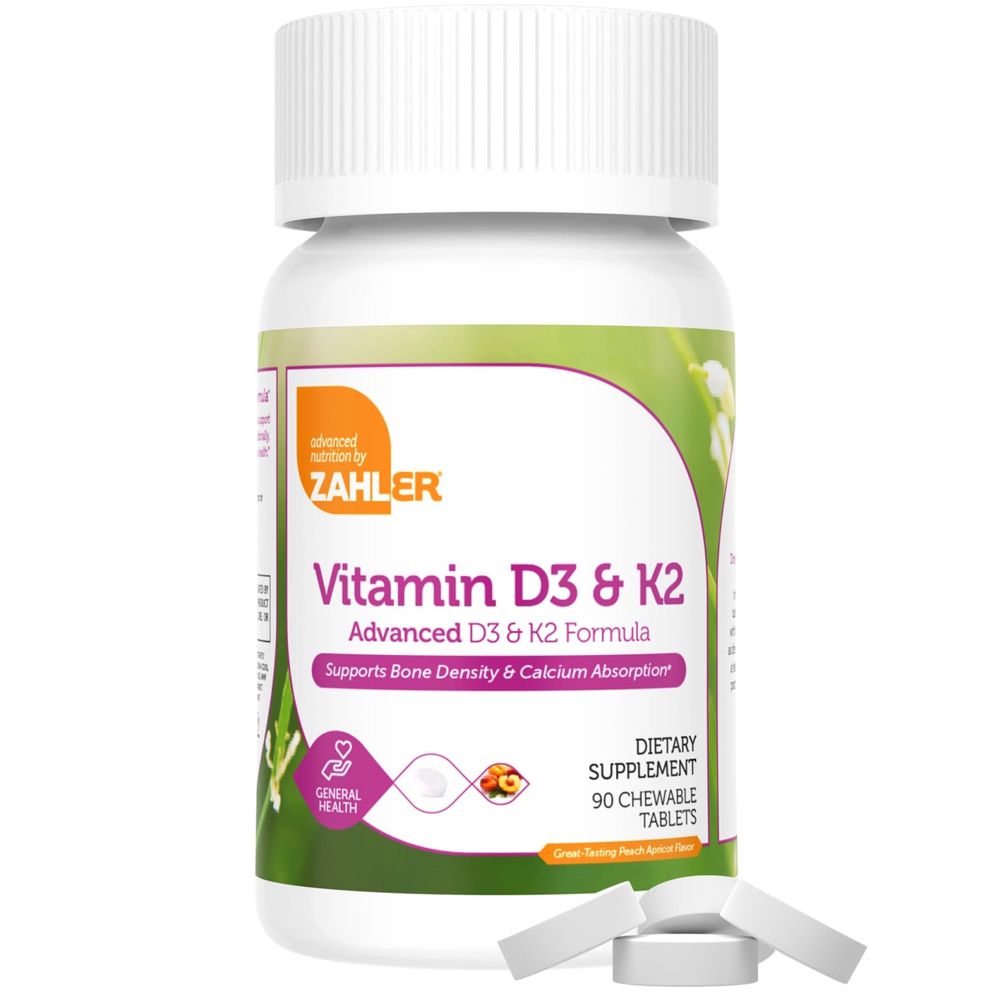 Zahler Vitamin D3 & K2 Chewable Supplement Tablet 90 Tablets