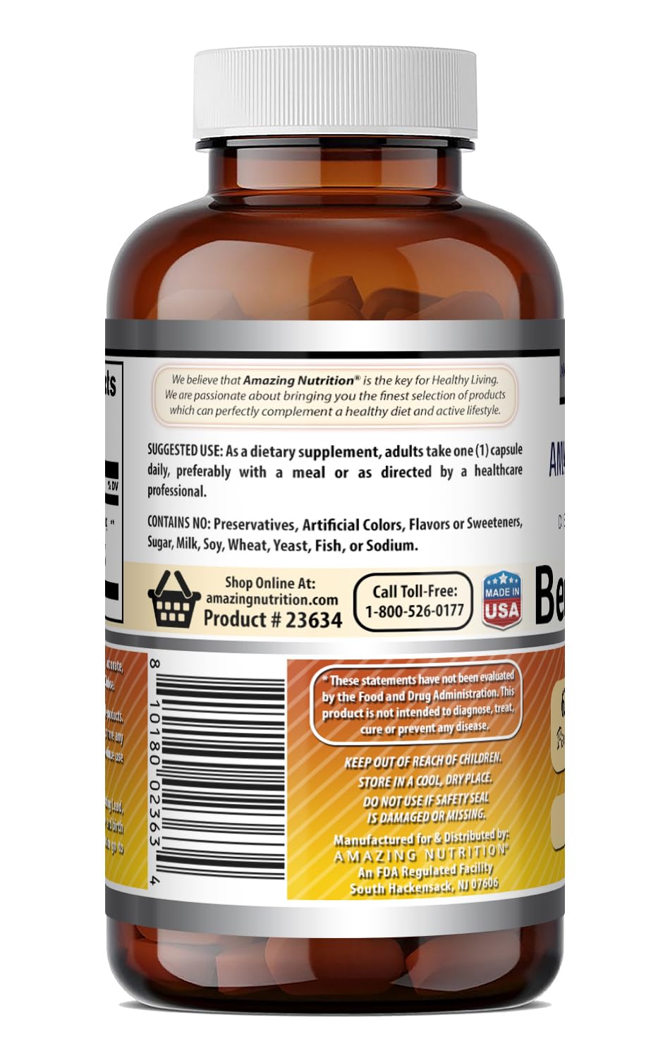 Amazing Nutrition Bee Propolis Supplement Capsules, 120 Count