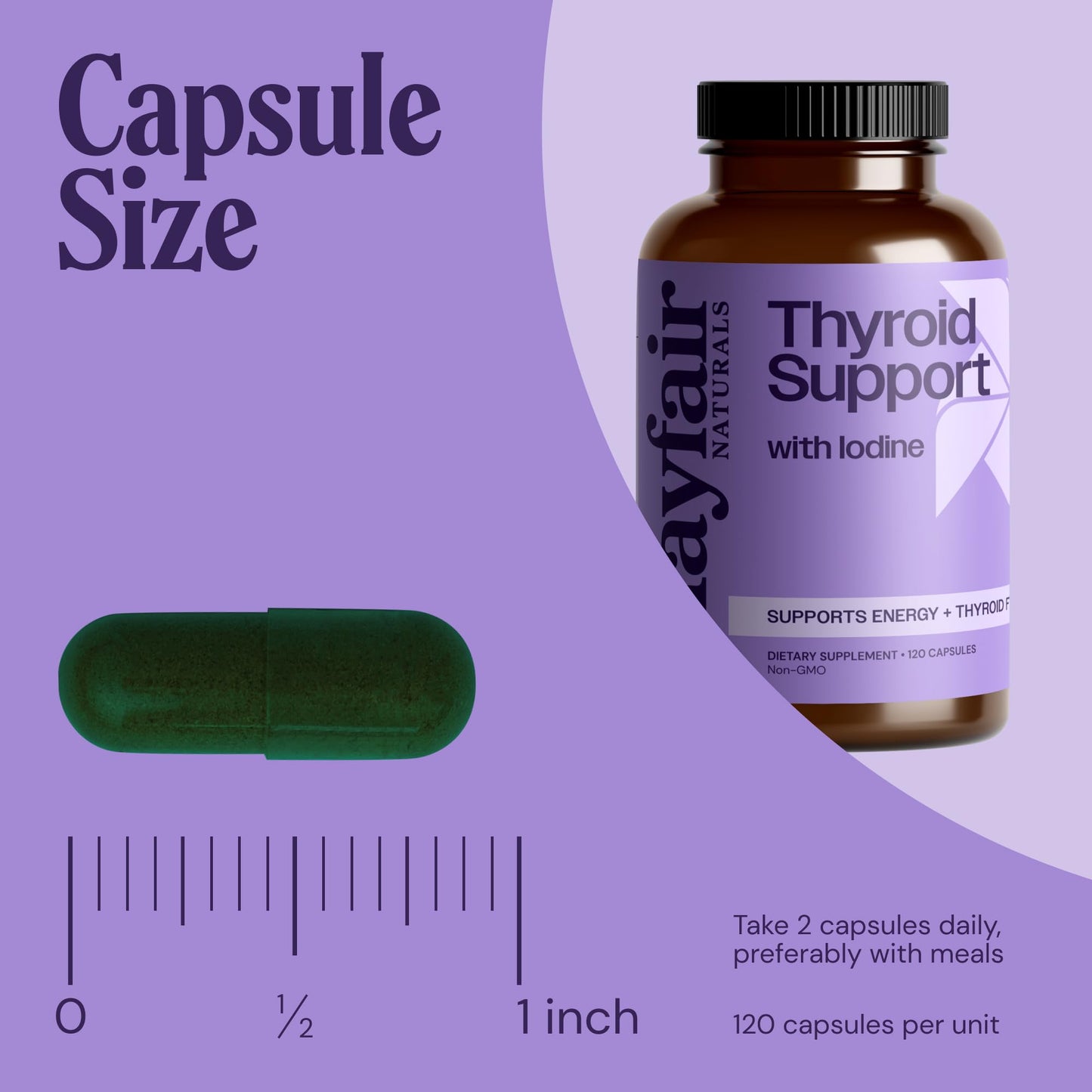 Mayfair Naturals Thyroid Support with Iodine, 120-Count Capsules