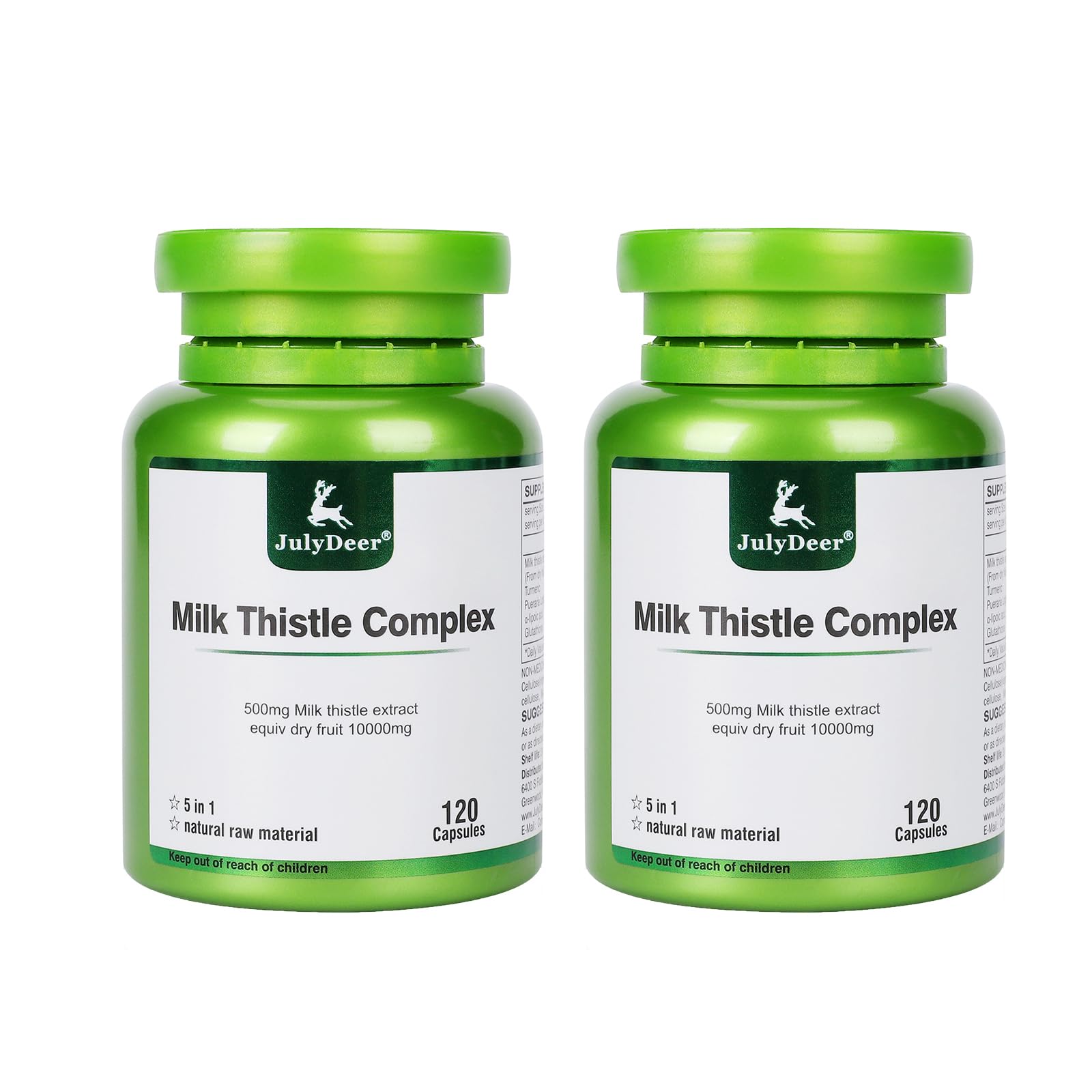JulyDeer Milk Thistle 500 mg Silymarin Marianum, 240 Capsules
