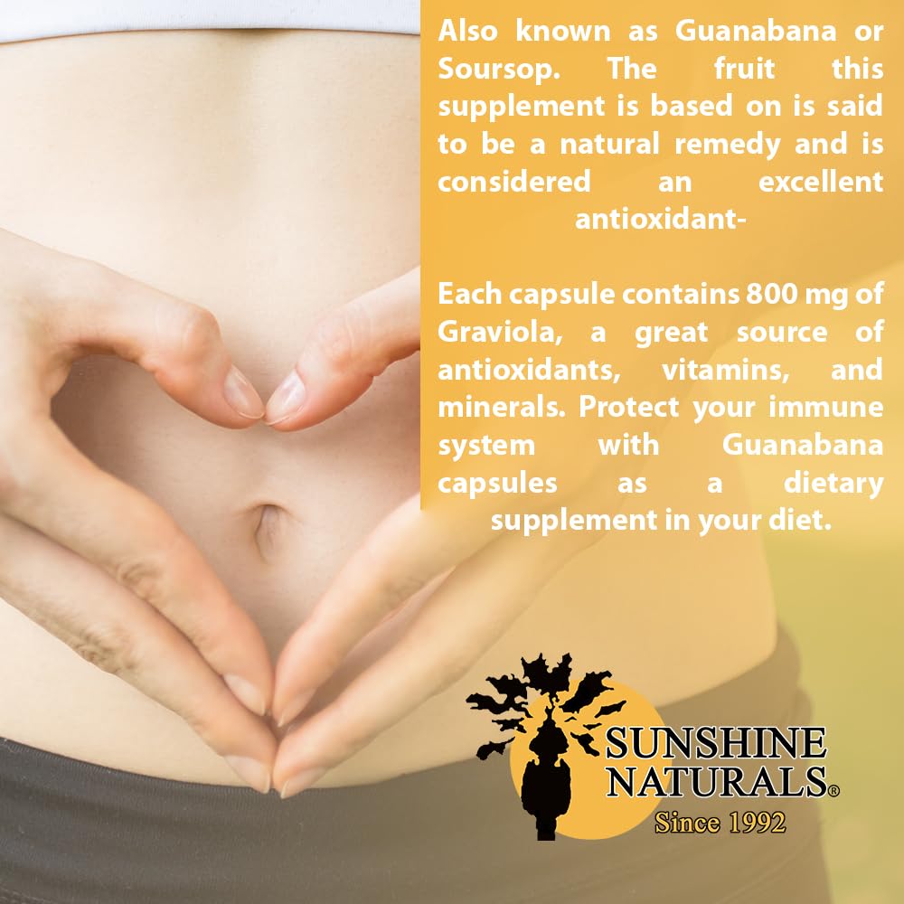 Sunshine Naturals Graviola Supplement Capsules 60 Count