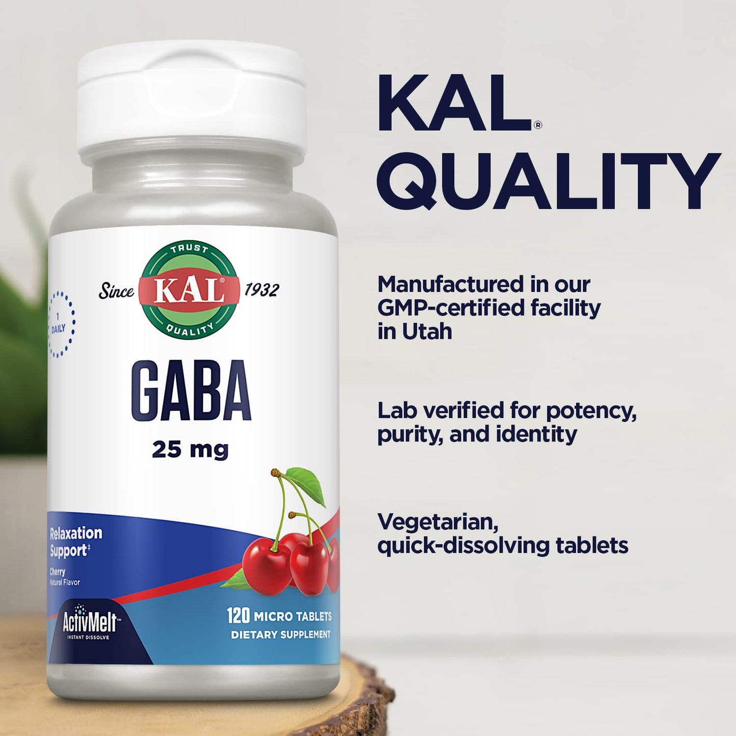 KAL GABA Supplement Tablet, 120 Count