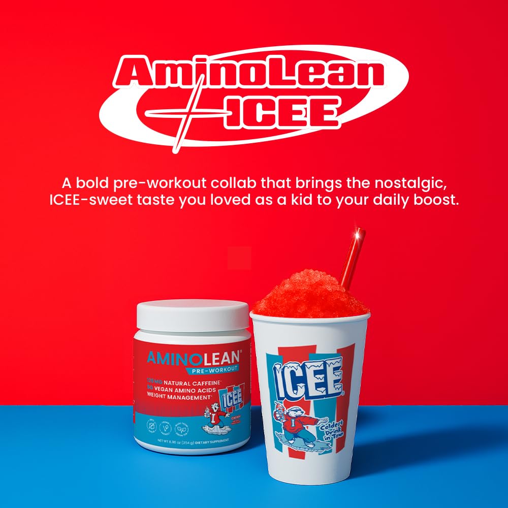 RSP NUTRITION AminoLean x ICEE Pre Workout Powder, Cherry, 30 Servings