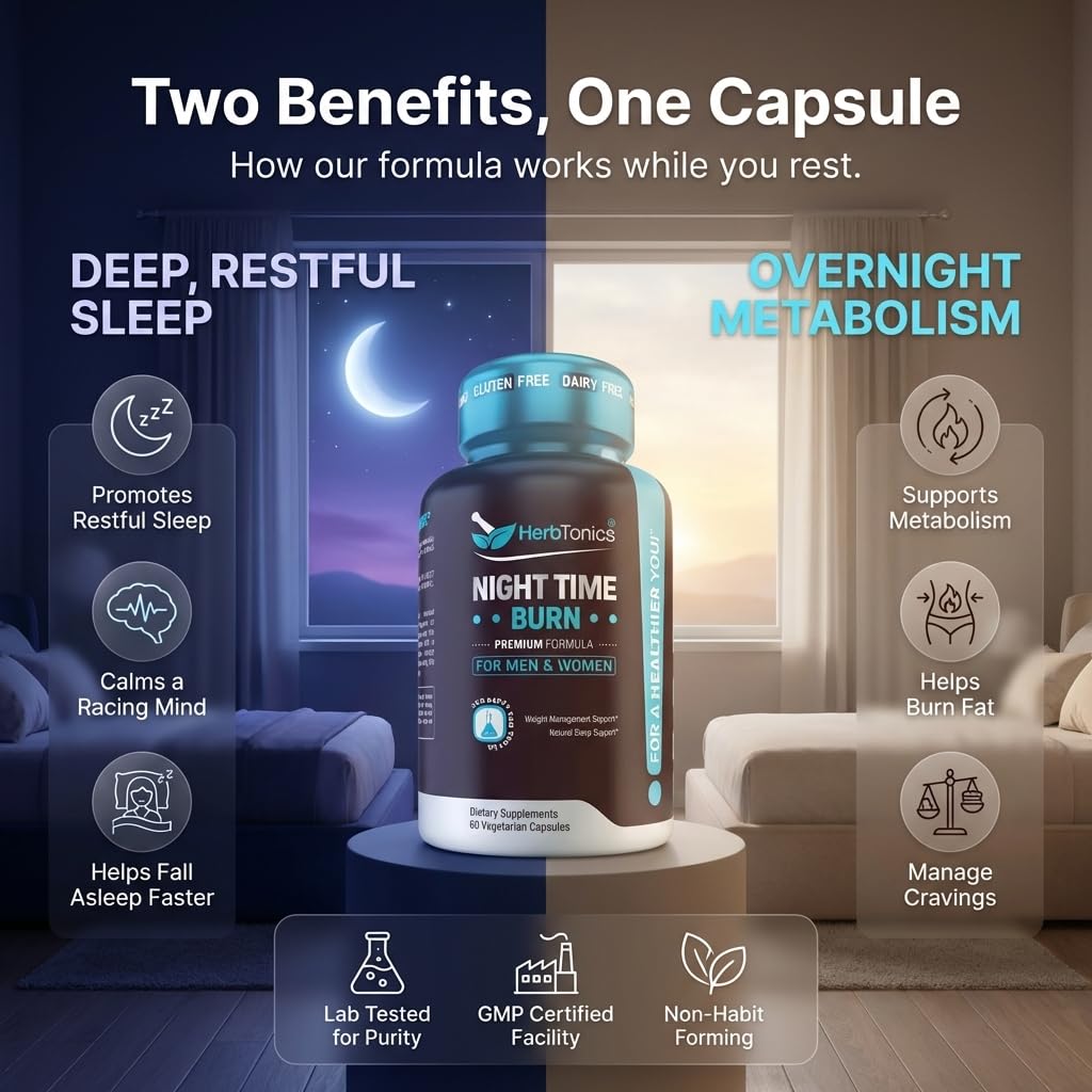 Herbtonics Night Time Burn & Sleep Complex Capsules, 60 Count