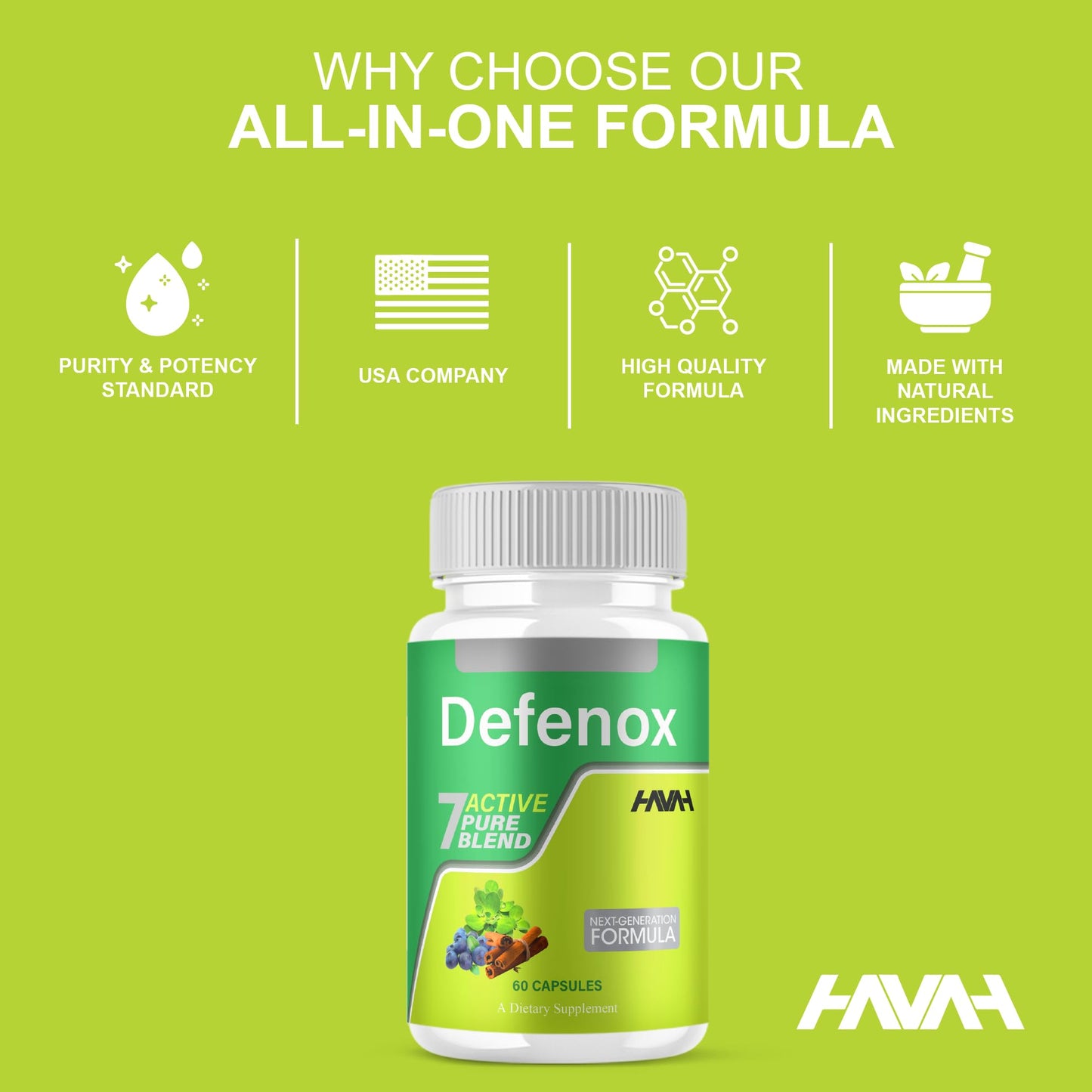 Havah Defenox 7 Active Formula Supplement Capsules, 60 Count