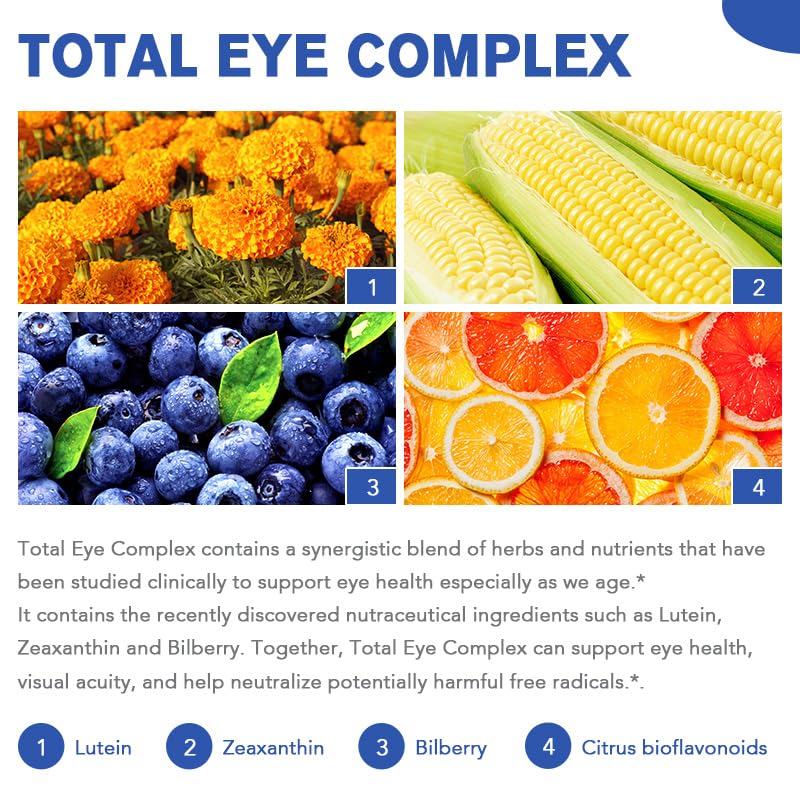 TheraSuva Advanced Eye Health Supplement with Lutein, Zeaxanthin, Bilberry & Citrus Bioflavonoids Softgels 120