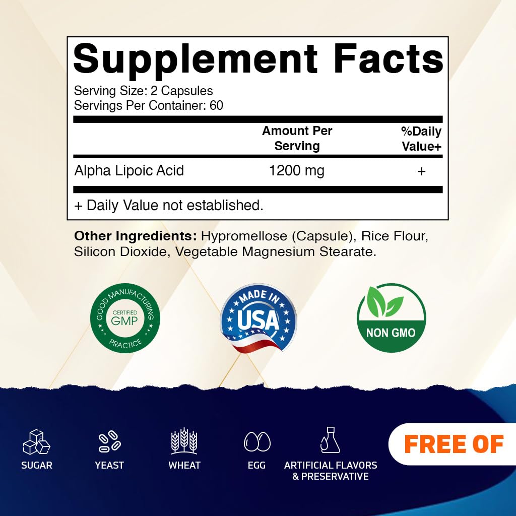 Vitamatic Alpha Lipoic Acid 1200mg, Capsules, 120 Count