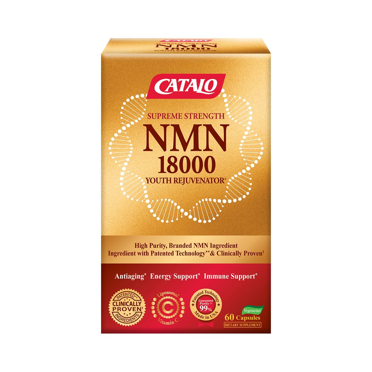 CATALO NMN Nicotinamide Supplement - Pure NAD⁺ Supplement Capsules, 60 Count