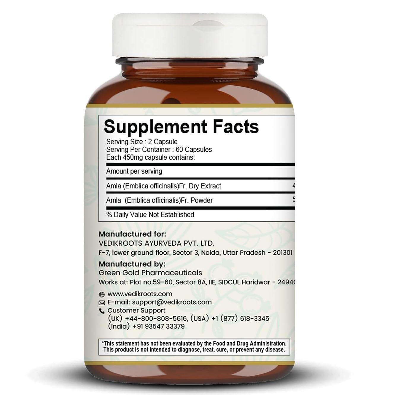 VEDIKROOTS Amla Capsule, 1 Count