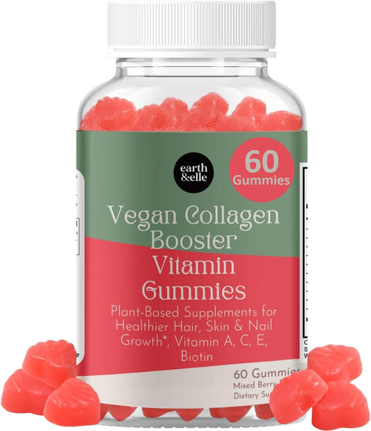 Earth & Elle Vegan Collagen Booster Gummies for Women with Biotin and Vitamins, 60 Count