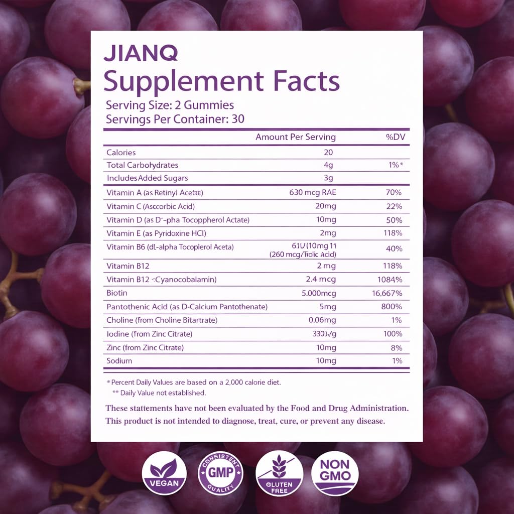 JianQ Biotin Gummies 60 Count