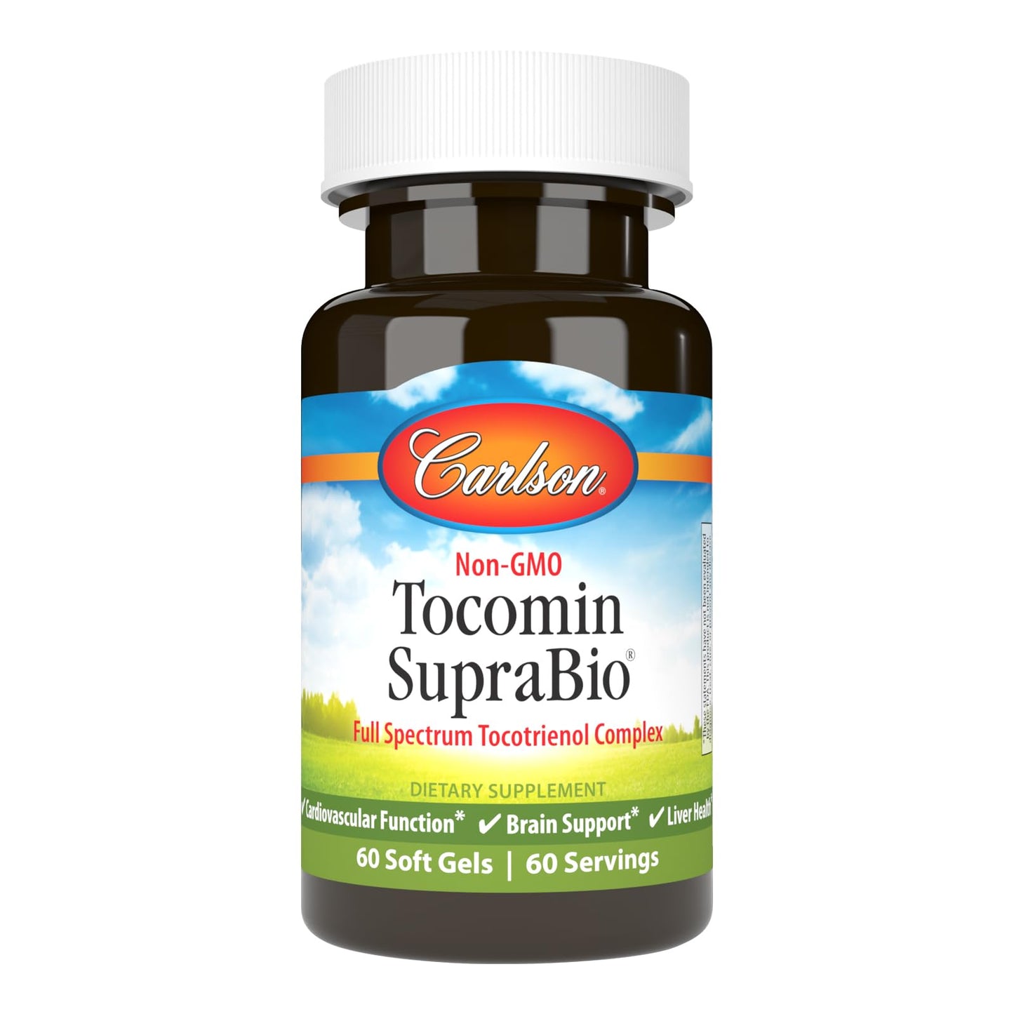 Carlson Tocomin SupraBio Full Spectrum Tocotrienol Complex Non-GMO Tocotrienols Alpha Beta Gamma Delta Softgels, 60