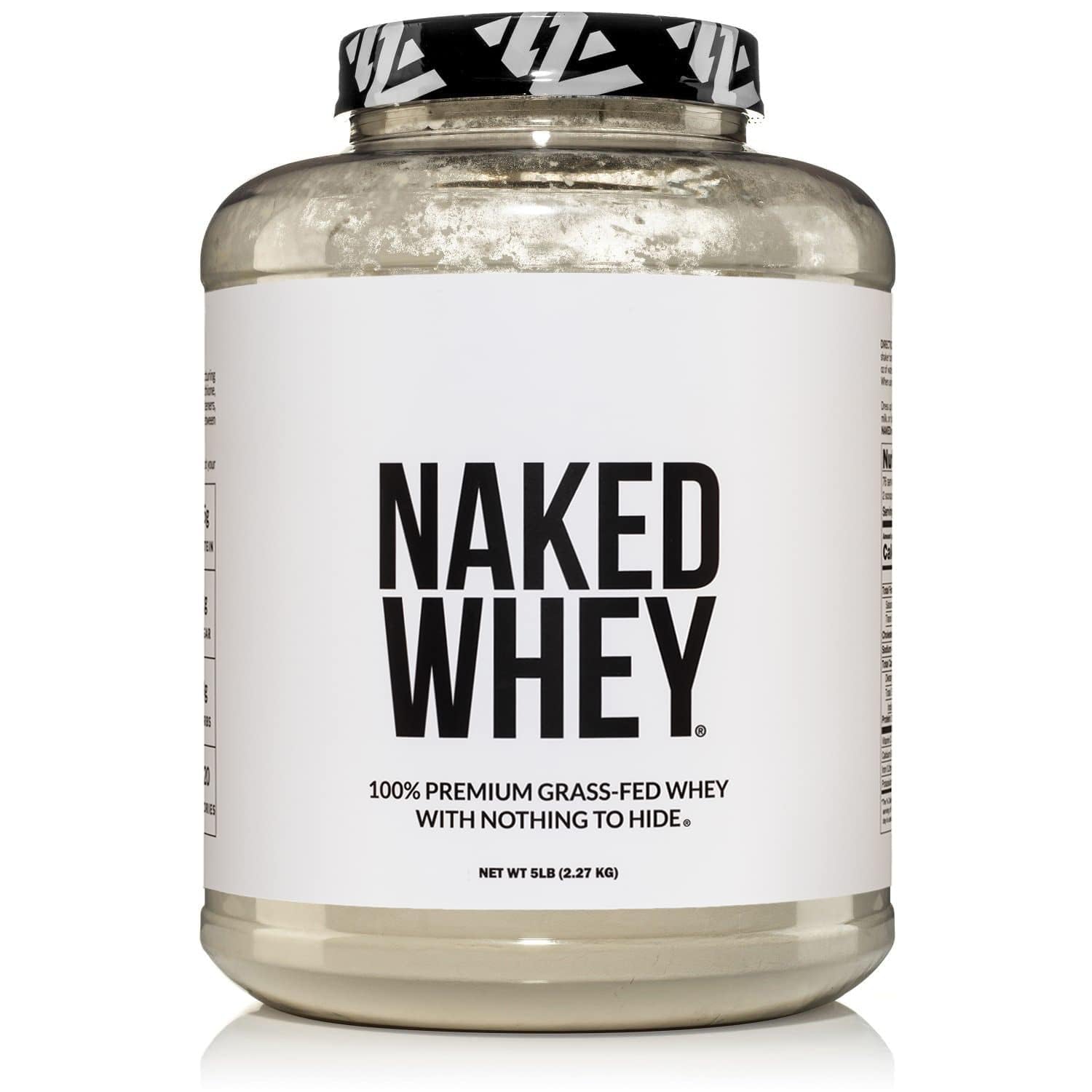 NAKED Whey Protein Powder 5 lb, Grass Fed, Unflavored, NSF Certified, Gluten Free, Soy Free, 80 Servings
