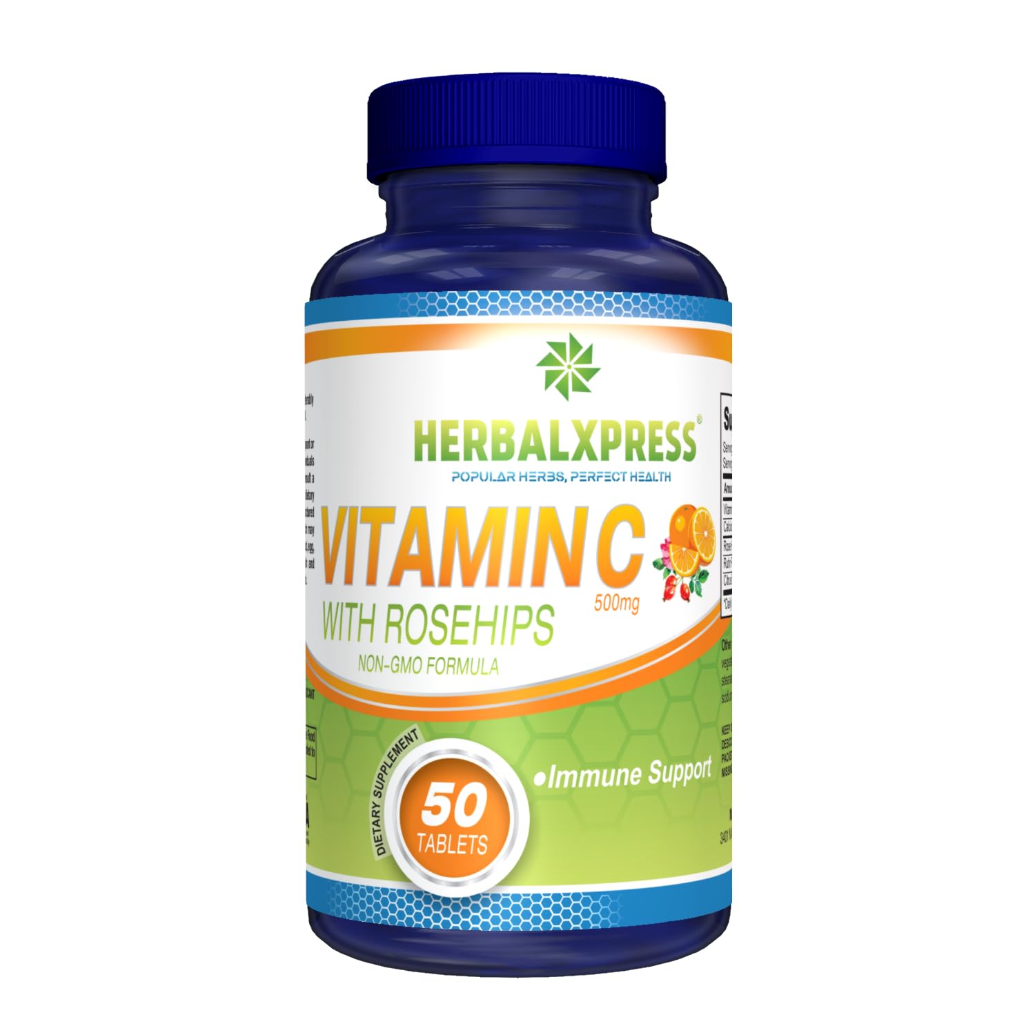 HerbalXpress LLC Vitamin C 500mg with Rose Hips, Ascorbic Acid & Citrus Bioflavonoids Tablets, 50 Count