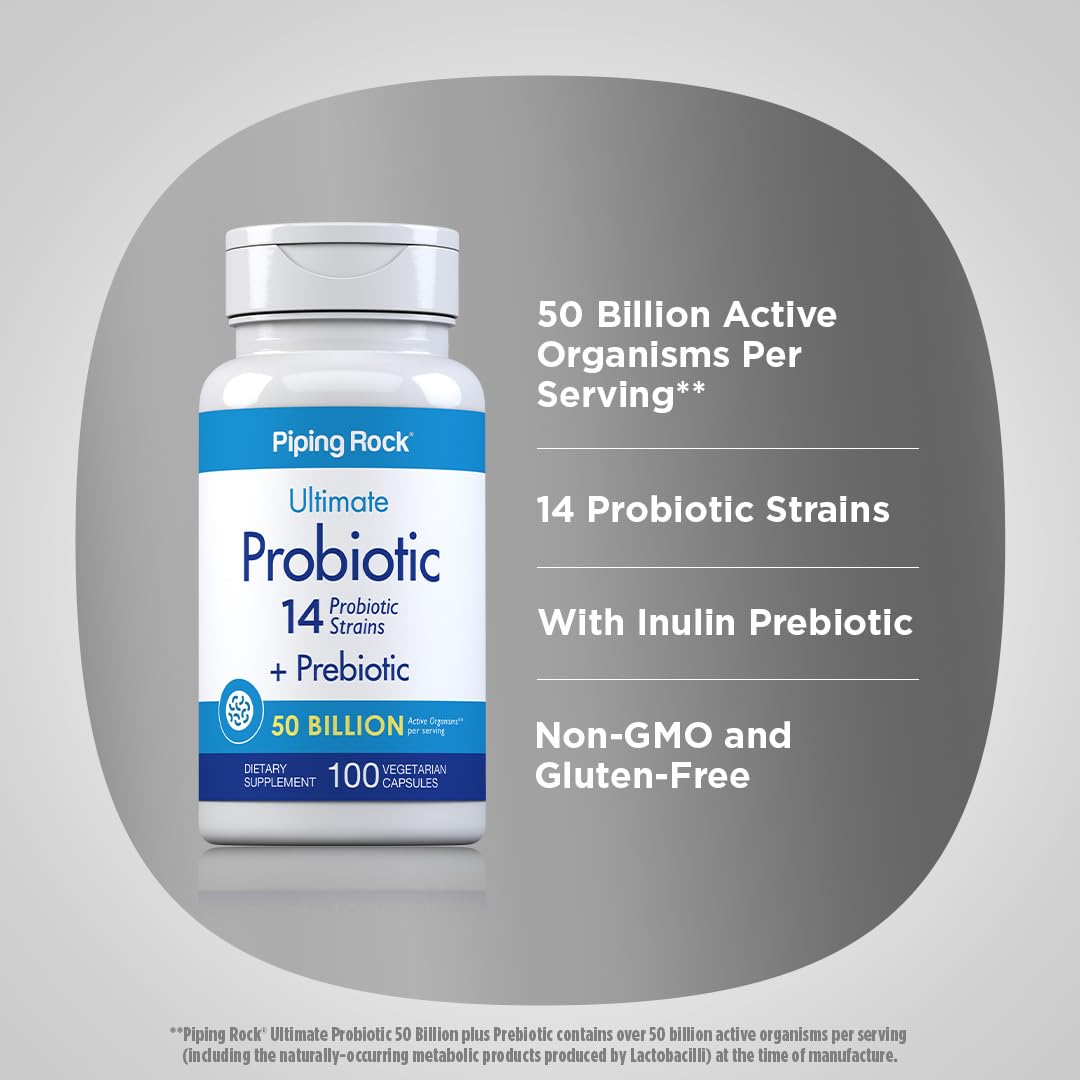 Piping Rock Probiotic and Prebiotic for Women and Men Capsule 100 Count