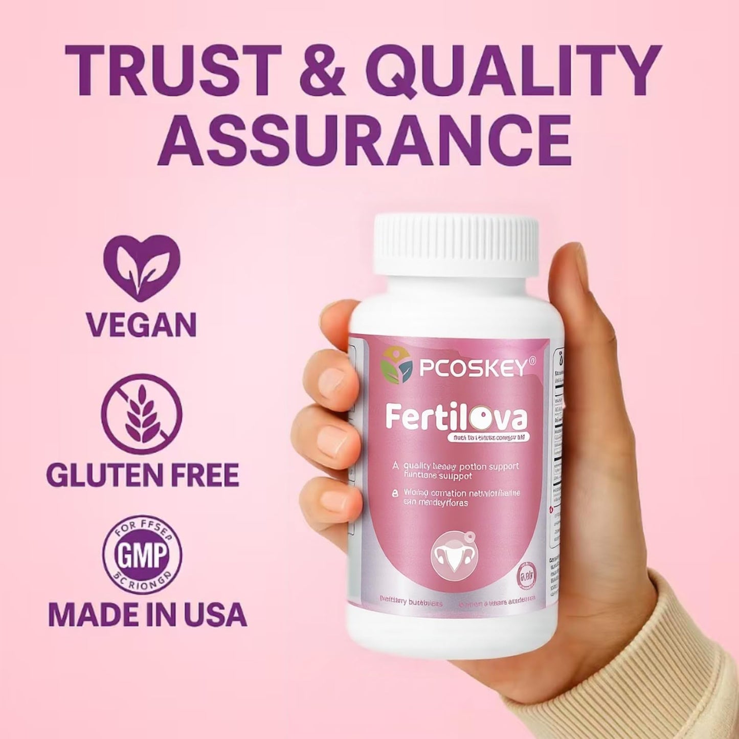 pcoskey Fertilova Women’s Reproductive Health Support Supplement – Myo-Inositol, Methylfolate, CoQ10 & Antioxidants – Cellular Health & Energy Support Capsule 120