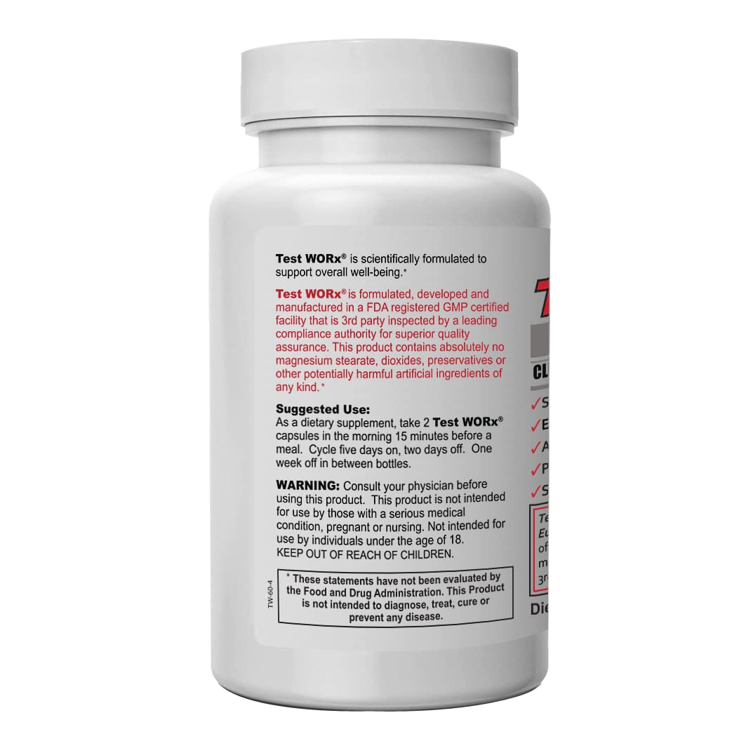 Superior Labs Test Worx Natural Testosterone Booster Supplement 60 Capsules