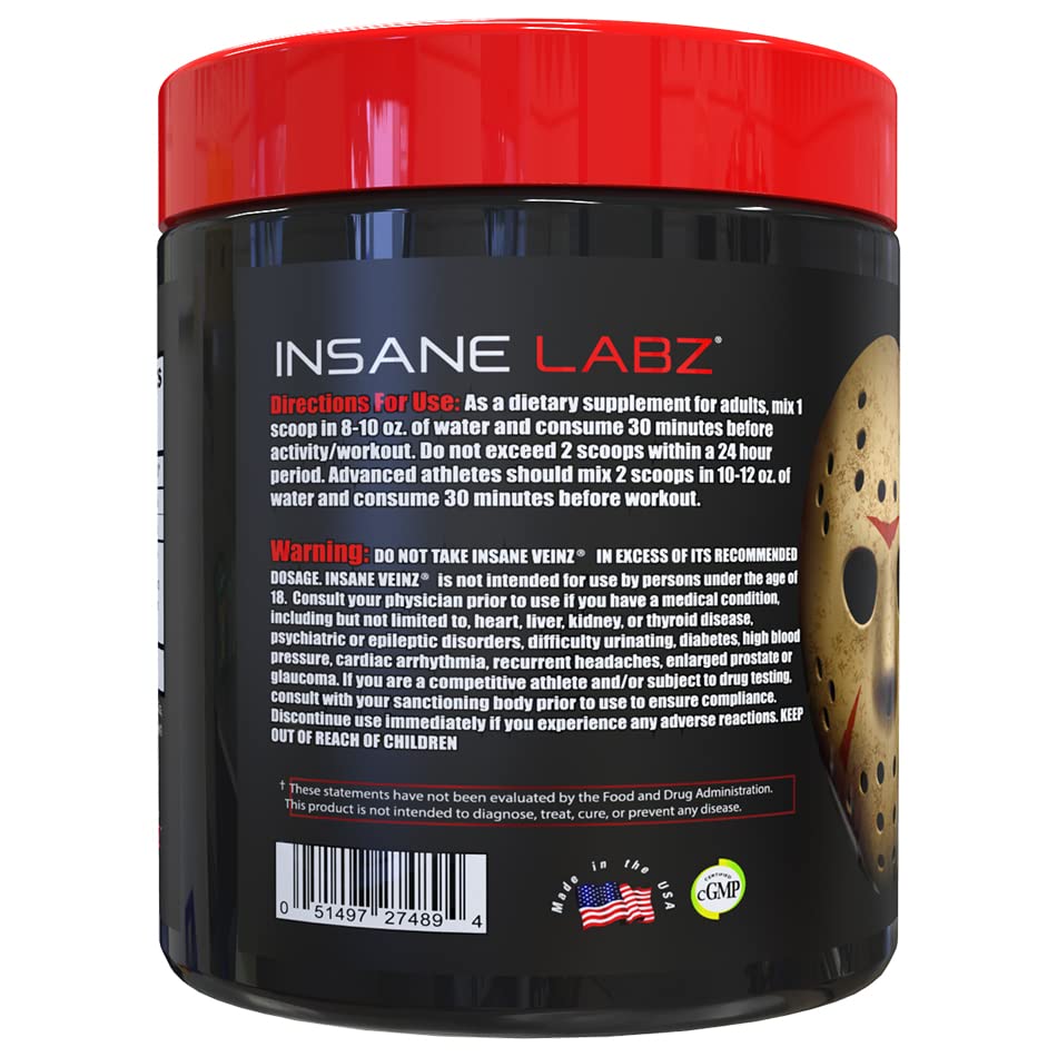 Insane Labz Insane Veinz Non Stimulant NO Enhancing Powder 5.4 Ounce