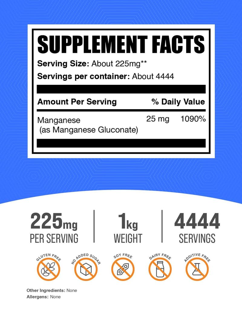 BulkSupplements Manganese Gluconate Powder, 35.2 Ounces