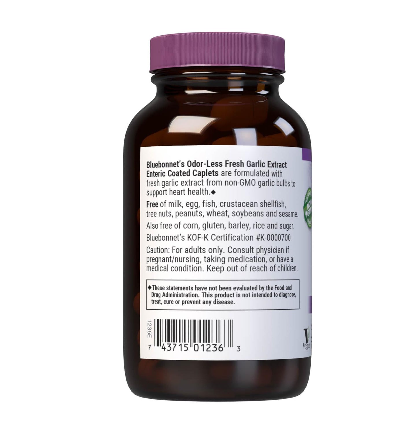 BlueBonnet Garlic Extract Caplets, 60 Count