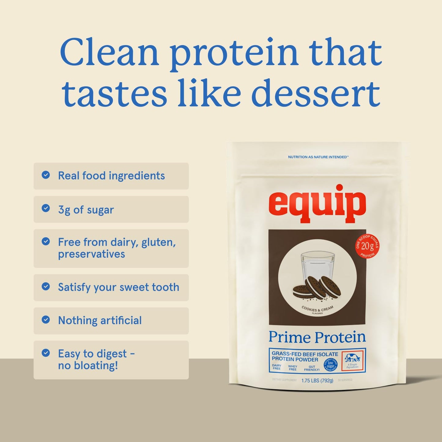 Equip Prime Protein Powder, Beef Protein Isolate, 30 Servings