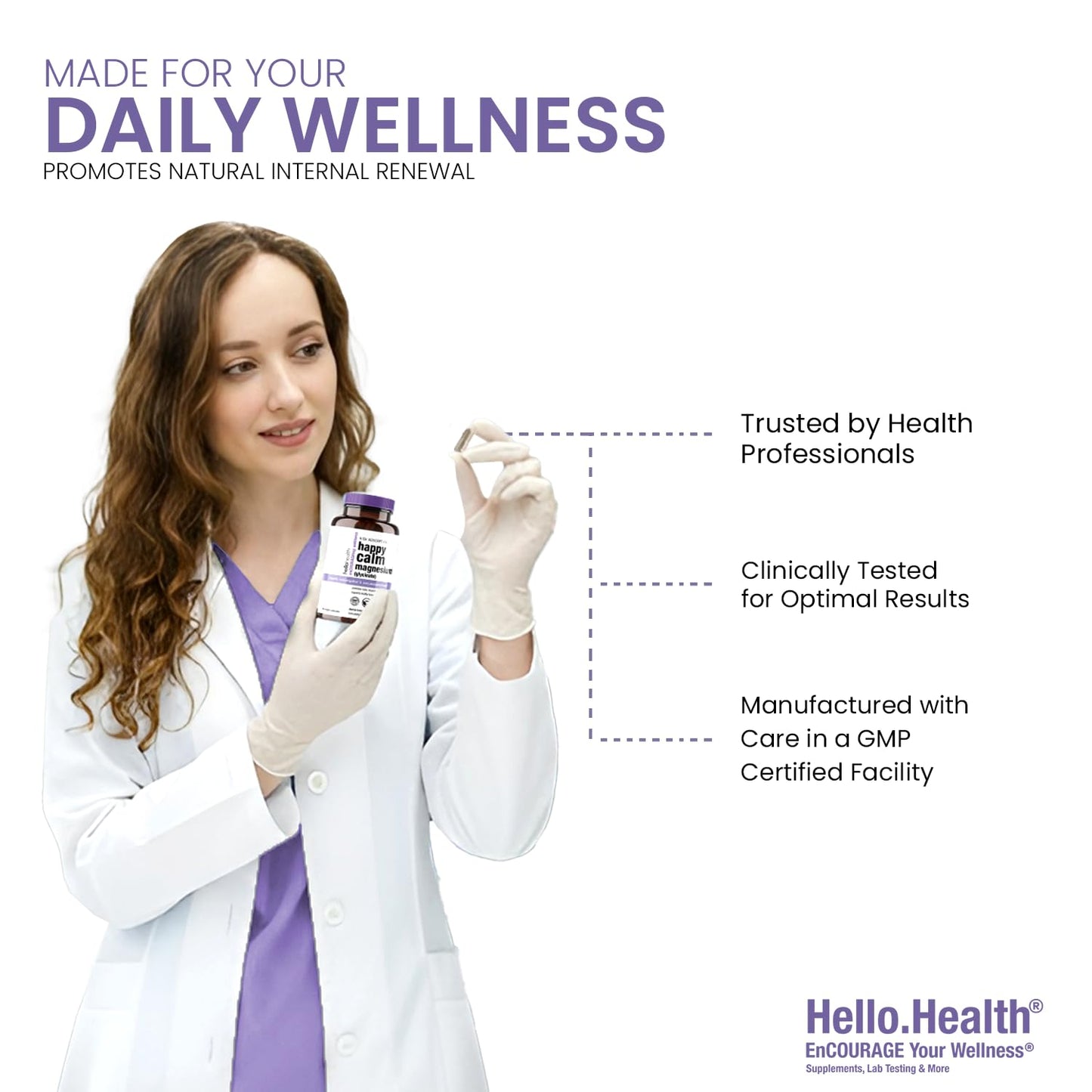 Hello Health Magnesium Glycinate 400mg Capsules, 180 Count