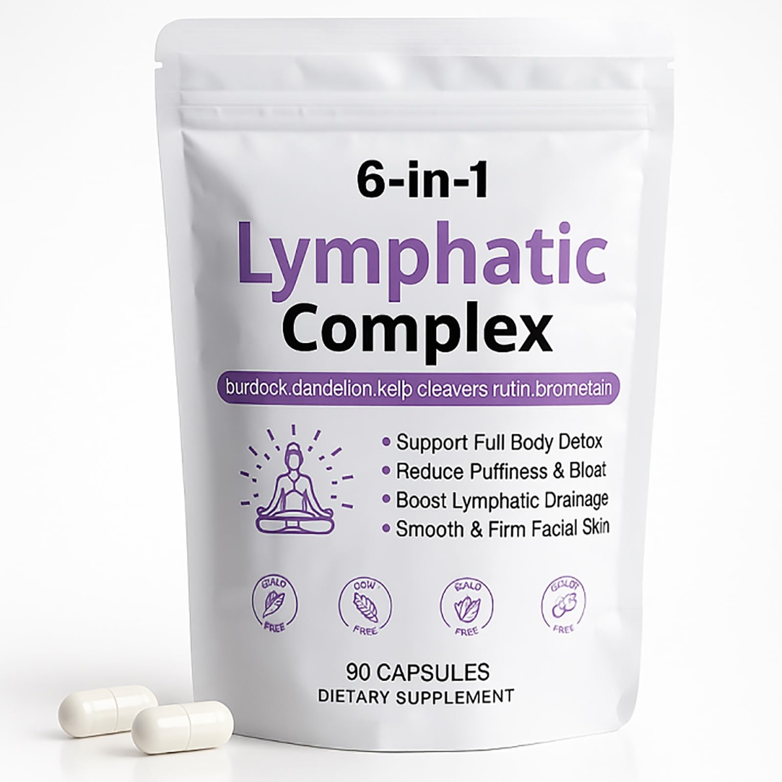 WXDOAU 6-in-1 Lymphatic Complex Capsules, 1 Count
