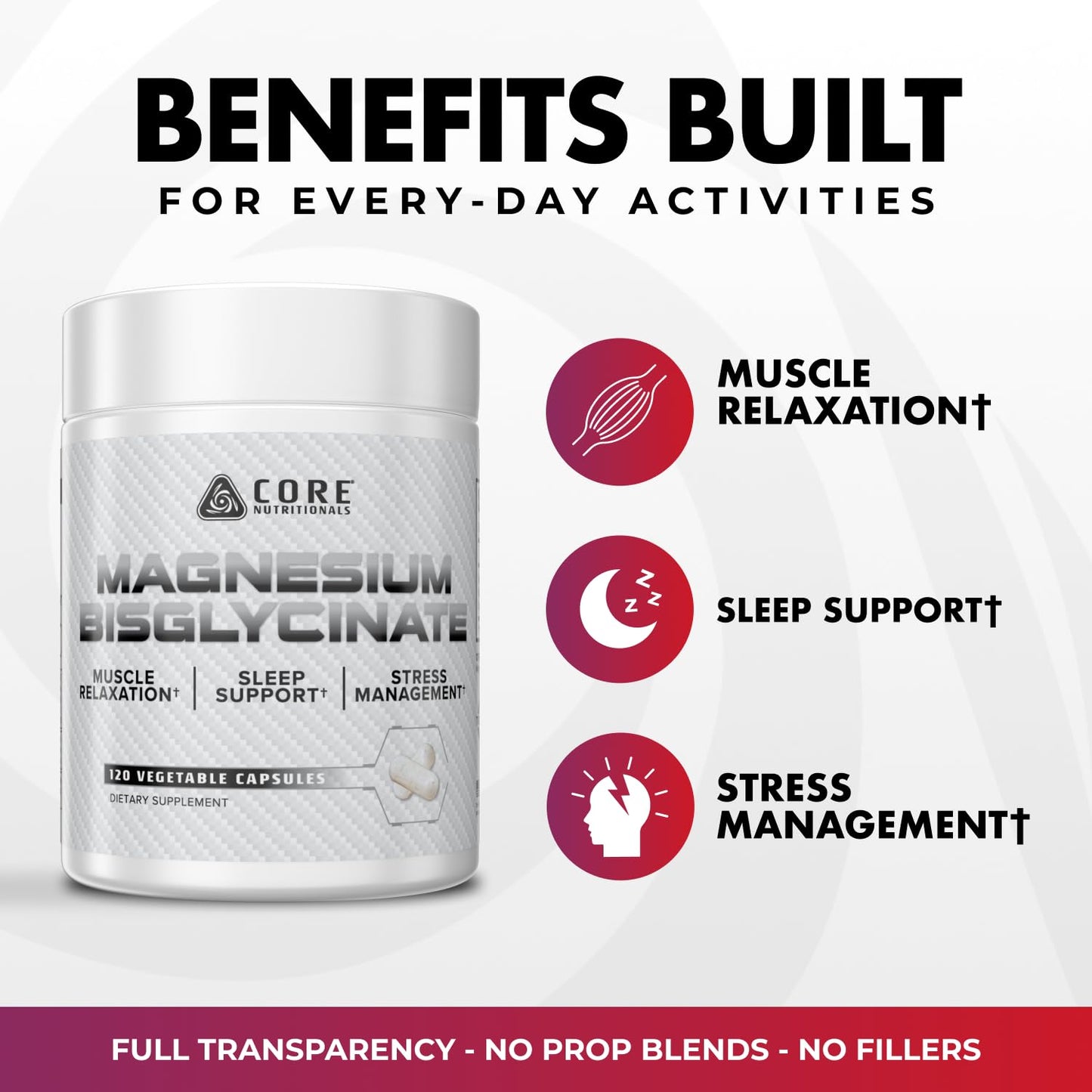 Core Nutritionals Magnesium Bisglycinate Capsules 120 Count