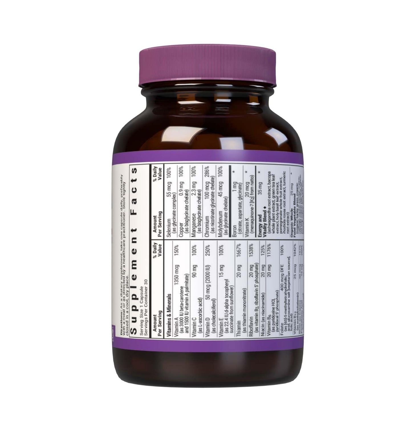 BlueBonnet Maxi One Whole Food Multiple, Enzymes, Energy, Vitality, Gluten, Kosher, Soy & Dairy-Free, Vegetarian Friendly, Non-GMO Capsules 30