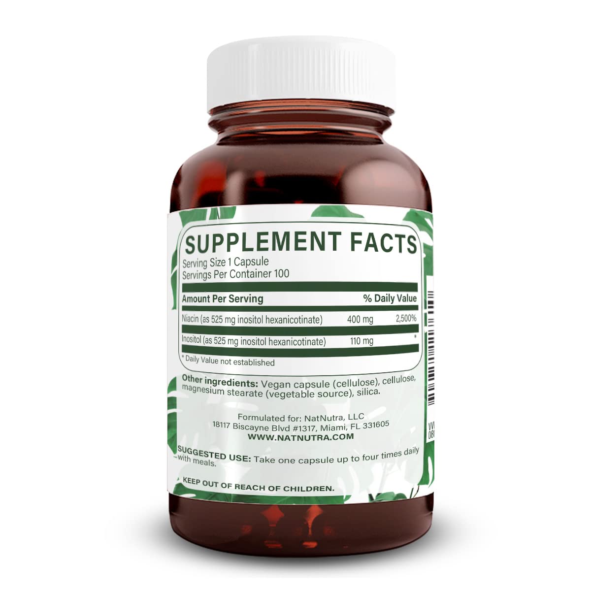 Natural Nutra No Flush Niacin Vitamin B3 Capsule, 100 Capsules